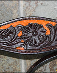 Hilason Western Horse Headstall & Breast Collar American Leather Orange Hand Paint