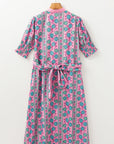 Zariyah Floral Shirred Buttoned Front Midi Dress