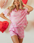 Valentine Bow Waffle Knit T-Shirt and Shorts Set