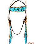 Western Horse Headstall Tack Bridle American Leather Feather Hilason
