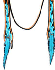 Western Horse Headstall Tack Bridle American Leather Feather Hilason