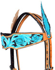 Western Horse Headstall Tack Bridle American Leather Feather Hilason