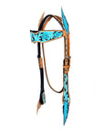 Western Horse Headstall Tack Bridle American Leather Feather Hilason