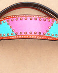 Western Headstall Horse Tack Bridle American Leather Pink Hilason