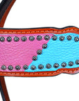Western Headstall Horse Tack Bridle American Leather Pink Hilason