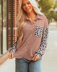 Journee Leopard Ribbed Casual Shacket