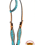 HILASON Western Horse One Ear Headstall Bridle American Leather Crocodile | Headstall for Horses Western | Horse Headstall | Western Headstalls for Horses | Headstalls for Horses | Western Headstall