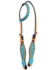HILASON Western Horse One Ear Headstall Bridle American Leather Crocodile | Headstall for Horses Western | Horse Headstall | Western Headstalls for Horses | Headstalls for Horses | Western Headstall