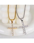 He is Risen cz Cross necklace