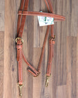 3/4" Hilltop Hermann Oak Harness Leather Snap Cheeks Horse Browband Headstall