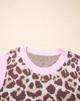 Leopard Ribbed Trim Sleeveless Sweater