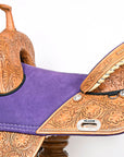 Hilason Western Horse Treeless Trail Barrel American Leather Saddle