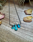 16 inch Blue turquoise and sterling silver pearl