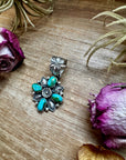 Flower Pendant with Sonoran Gold Turquoise – Sterling Silver – Native Made by Charles Johnson – Fits 10mm