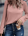 Sawyer Ribbed Round Neck Knit Long Sleeve Top