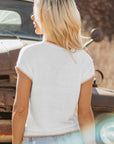 YEEHAW Stitch Edge Crew Neck Sweater Top
