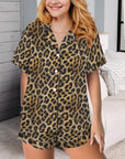 Baha Ranch Retro Pop Western Wild Leopard Satin Pajamas