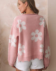 Jaycee Pearl Beaded Floral Drop Shoulder Sweater