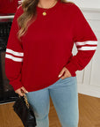 Plus Size Varsity Stripe Crew Neck Sweatshirt