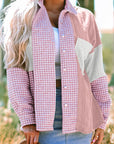 Houndstooth Colorblock Textured Patchwork Shacket