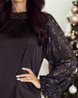 Esther Glittering Mesh Sleeve Dress