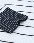 Stripe Waffle Knit Buttoned Henley Top