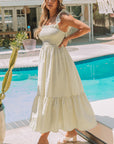 Jayleen Plaid Ruffled Sleeve Smocked Maxi Dress