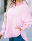 Stripe Smocked Cuff Buttoned Shirt