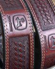 John Deere Brown Basket Weave Genuine Leather Belt for Men Durable Nickel Buckle