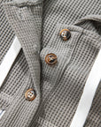 Stripe Patchwork Waffle Knit Long Sleeve Hooded Top