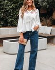 Skylar Flower Lace-up Babydoll Blouse