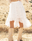 Melany Ruffled High-low Hem Midi Skirt