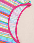 Kenna Stripe Rainbow Eyelet Knit Button Decor Tank Top