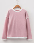 Contrast Trim Knit Drop Shoulder Top