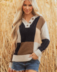 Paige Cable Knit Sleeve Buttons Collared Sweater