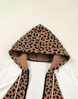 Leopard Star Patchwork Open Front Hooded Jacket