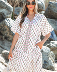 Jaycee Floral Neck Tie Ruffled Dress