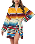 Mustard Serape Women's Belted Satin Feel Dressing Lounge Robe