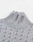 Cable Knit Turtleneck Batwing Short Sleeve Sweater