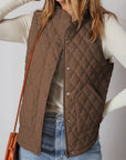 Quilted Zip-Up Snap Button Pocketed Vest