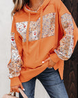 Floral Patchwork Drawstring Hoodie