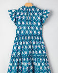 Sierra Retro Floral Ruffle Short Sleeve Dress