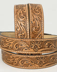 HILASON Western Genuine Leather Belt for Men Women Cowboy Cowgirl Handmade Unisex Full Grain Heavy Duty Floral Tooled Belt