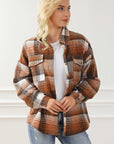 Plaid Flap Chest Pockets Shacket