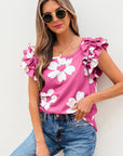 Mazie Floral Ruffled Short Sleeve Blouse