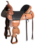 Hilason Western Horse Treeless Trail Saddle Genuine American Leather Tan