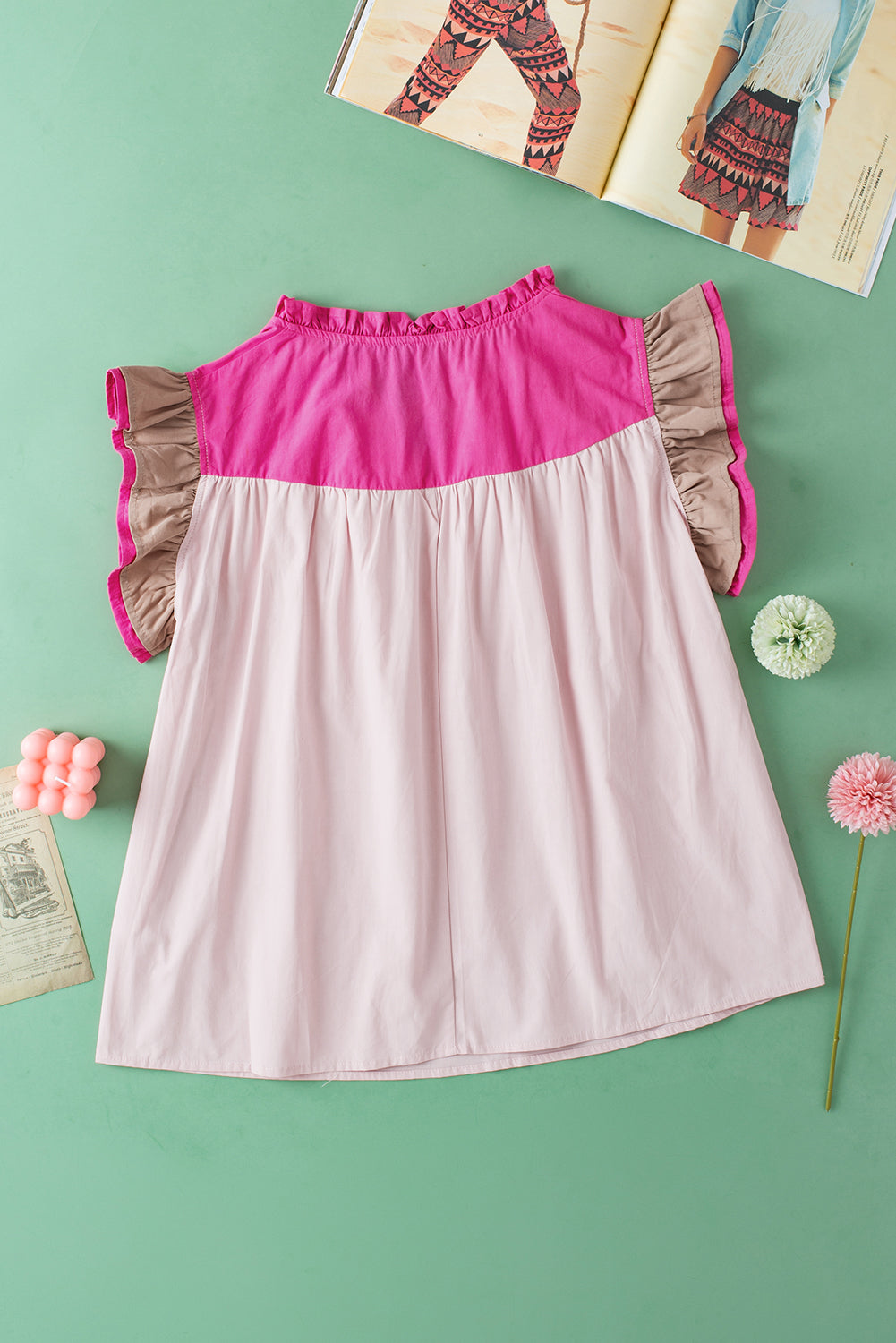 Maci Ruffled Sleeve Frill V Neck Blouse