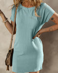 Corded Knit Pocketed T-Shirt Dress