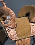 HILASON Treeless Western Trail Barrel Racing American Leather Saddle