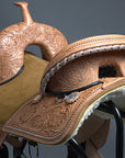 HILASON Treeless Western Trail Barrel Racing American Leather Saddle